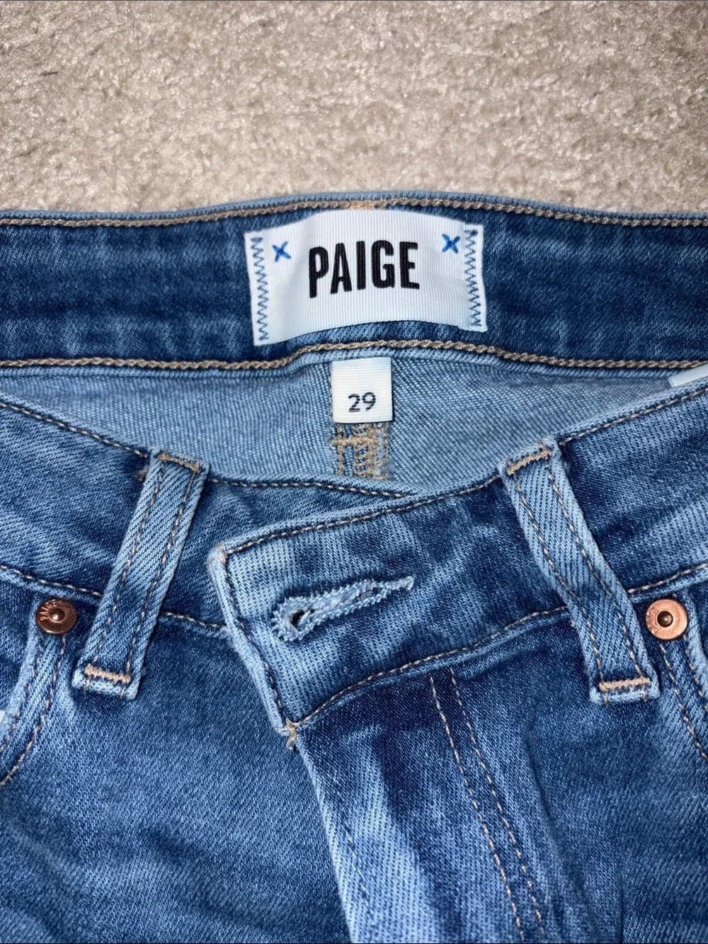 PAIGE High Rise Blue Denim Jeans